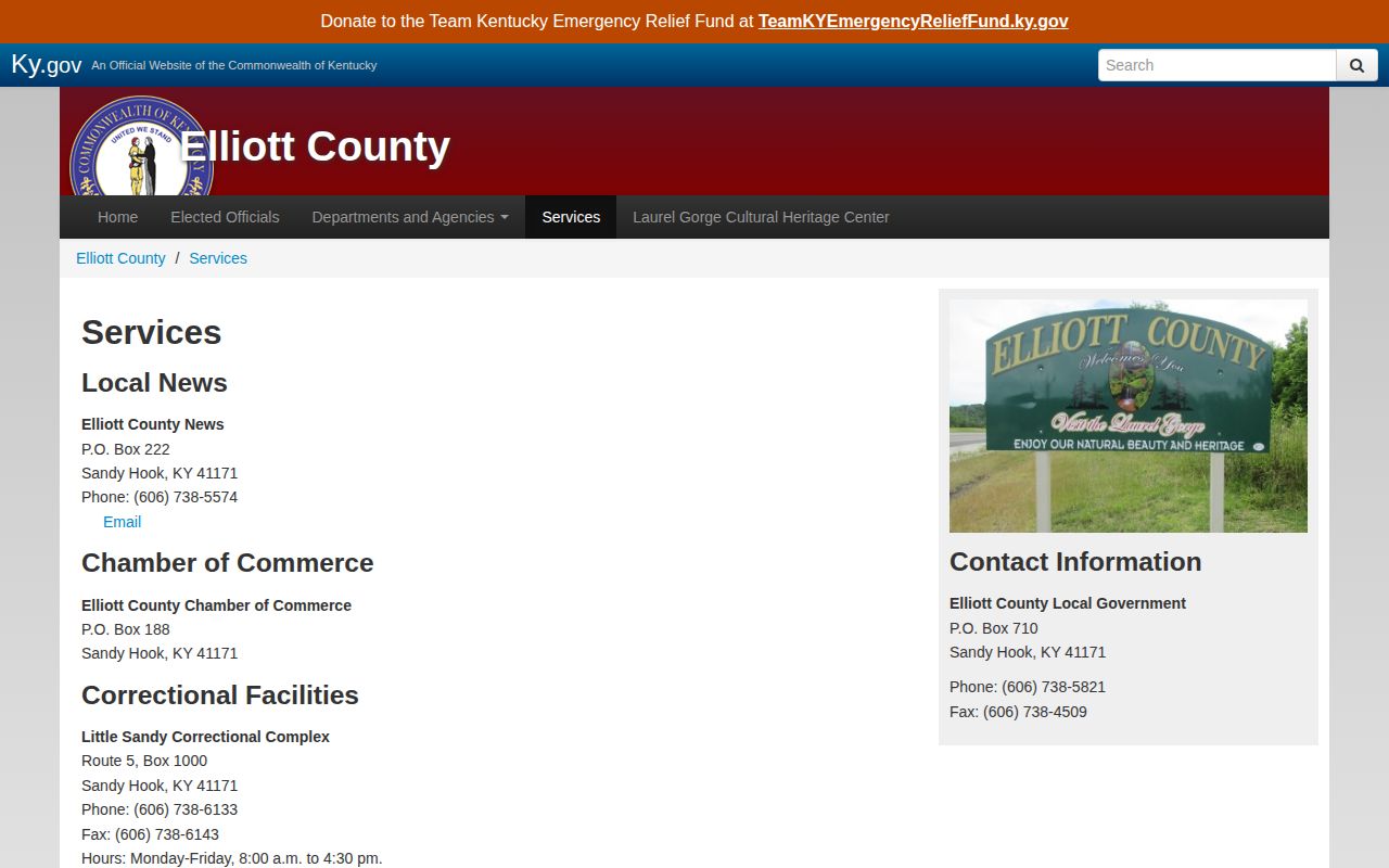 Elliott County arrest news official services listing